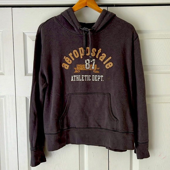 Aeropostale 87 Athletic Dept hoodie Pullover Sweatshirt Women’s Large Gray Y2K - Picture 2 of 8
